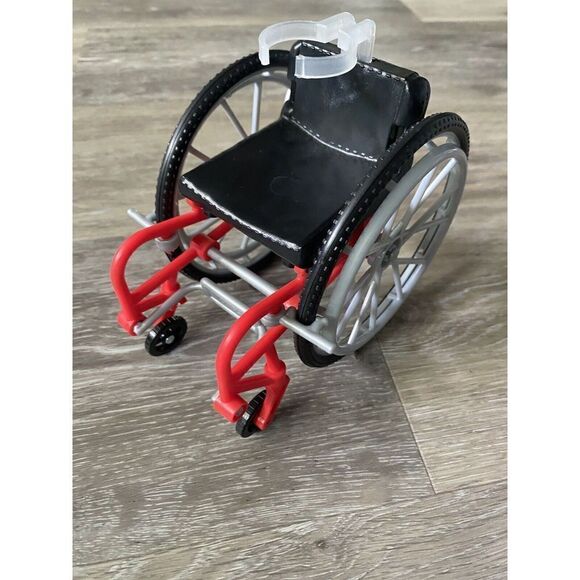 Barbie Doll Red Wheelchair dollhouse brakes work, - Picture 7 of 9